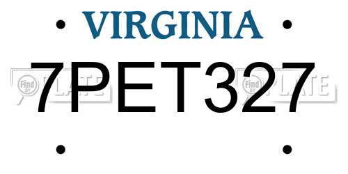 7PET327 Virginia License Plate