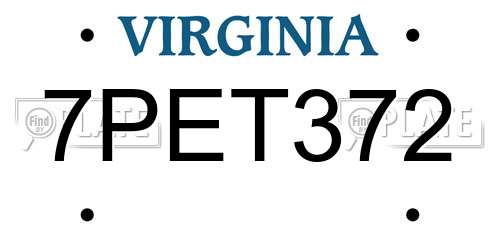 7PET372 Virginia License Plate