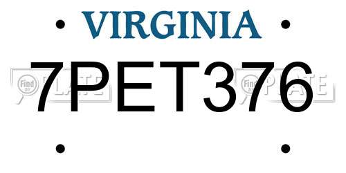 7PET376 Virginia License Plate
