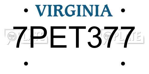 7PET377 Virginia License Plate