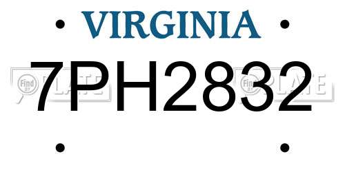 7PH2832 Virginia License Plate