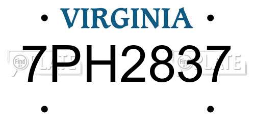 7PH2837 Virginia License Plate