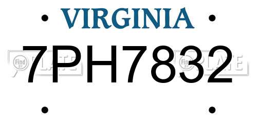 7PH7832 Virginia License Plate