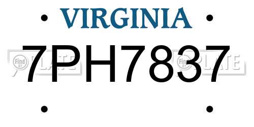 7PH7837 Virginia License Plate