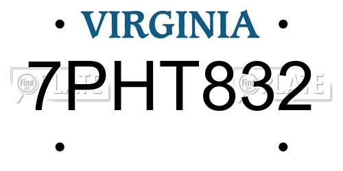 7PHT832 Virginia License Plate
