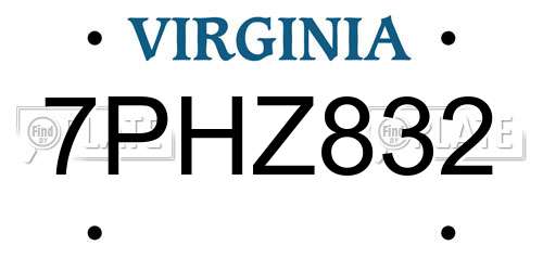 7PHZ832 Virginia License Plate