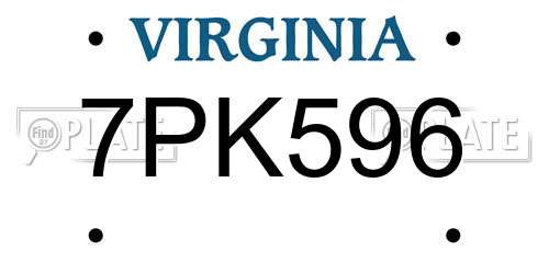 7PK596 Virginia License Plate