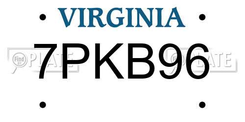7PKB96 Virginia License Plate