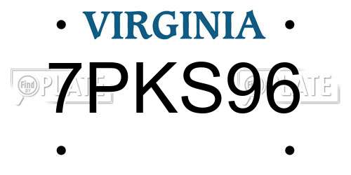 7PKS96 Virginia License Plate