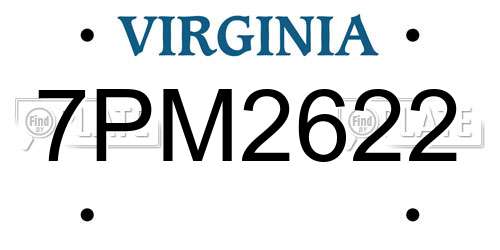 7PM2622 Virginia License Plate