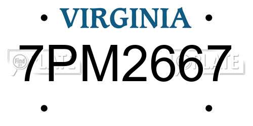 7PM2667 Virginia License Plate