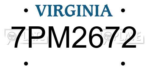7PM2672 Virginia License Plate