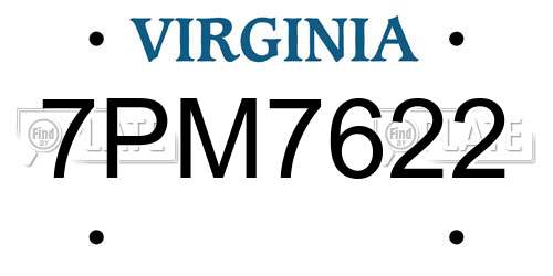 7PM7622 Virginia License Plate