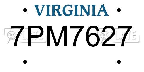 7PM7627 Virginia License Plate