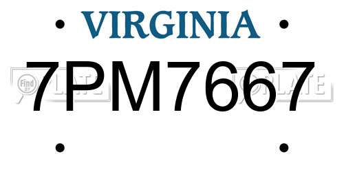 7PM7667 Virginia License Plate