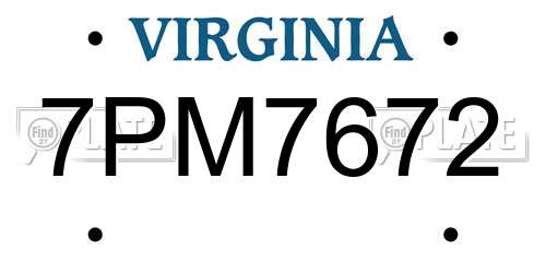 7PM7672 Virginia License Plate
