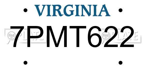 7PMT622 Virginia License Plate