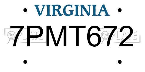 7PMT672 Virginia License Plate