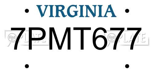 7PMT677 Virginia License Plate