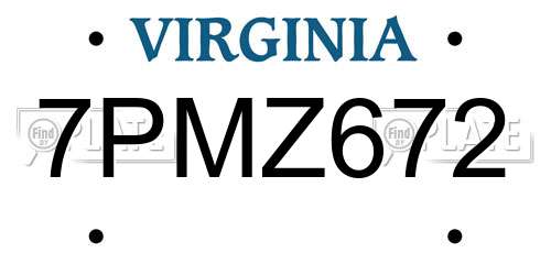 7PMZ672 Virginia License Plate