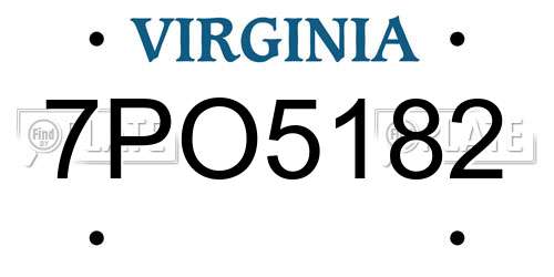 7PO5182 Virginia License Plate
