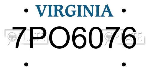 7PO6076 Virginia License Plate