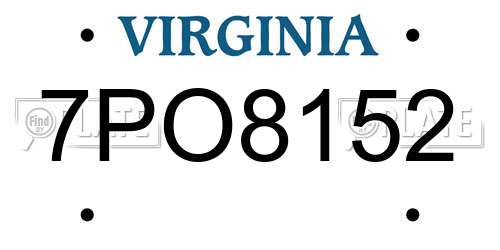 7PO8152 Virginia License Plate