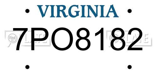 7PO8182 Virginia License Plate
