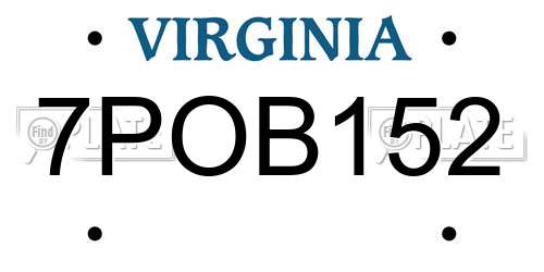 7POB152 Virginia License Plate
