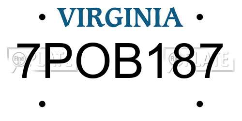 7POB187 Virginia License Plate