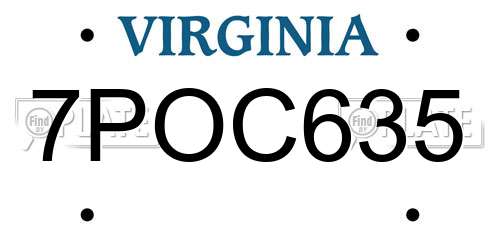7POC635 Virginia License Plate