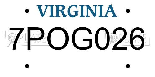 7POG026 Virginia License Plate