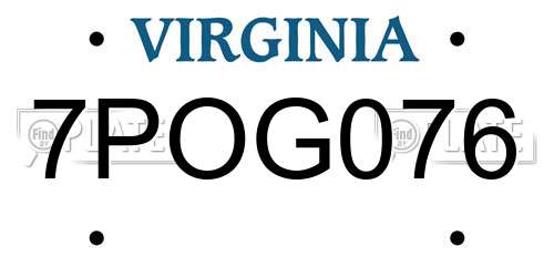 7POG076 Virginia License Plate