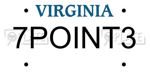 7POINT3 Virginia License Plate