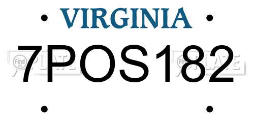 7POS182 Virginia License Plate