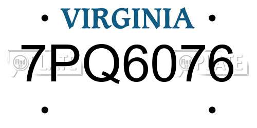 7PQ6076 Virginia License Plate