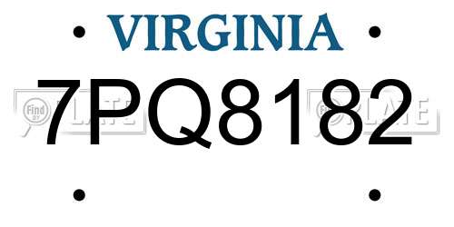 7PQ8182 Virginia License Plate