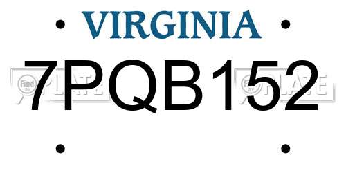7PQB152 Virginia License Plate