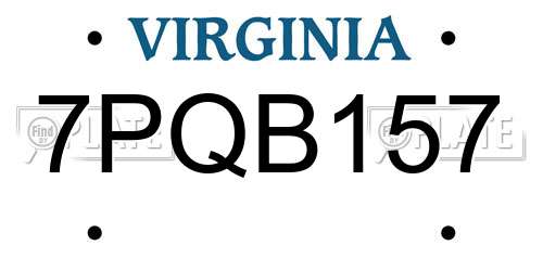7PQB157 Virginia License Plate