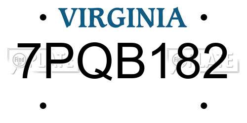 7PQB182 Virginia License Plate