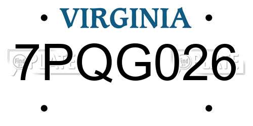 7PQG026 Virginia License Plate