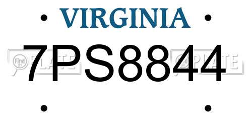 7PS8844 Virginia License Plate