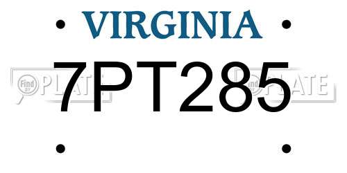 7PT285 Virginia License Plate