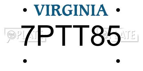 7PTT85 Virginia License Plate