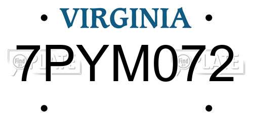 7PYM072 Virginia License Plate