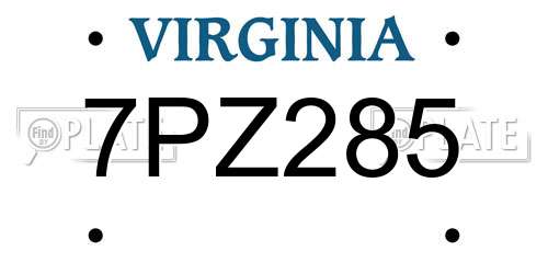 7PZ285 Virginia License Plate