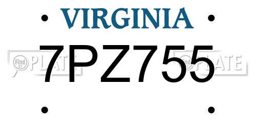 7PZ755 Virginia License Plate