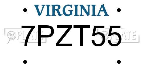 7PZT55 Virginia License Plate