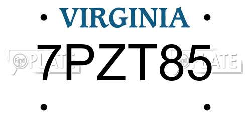 7PZT85 Virginia License Plate