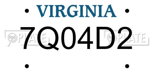 7Q04D2 Virginia License Plate
